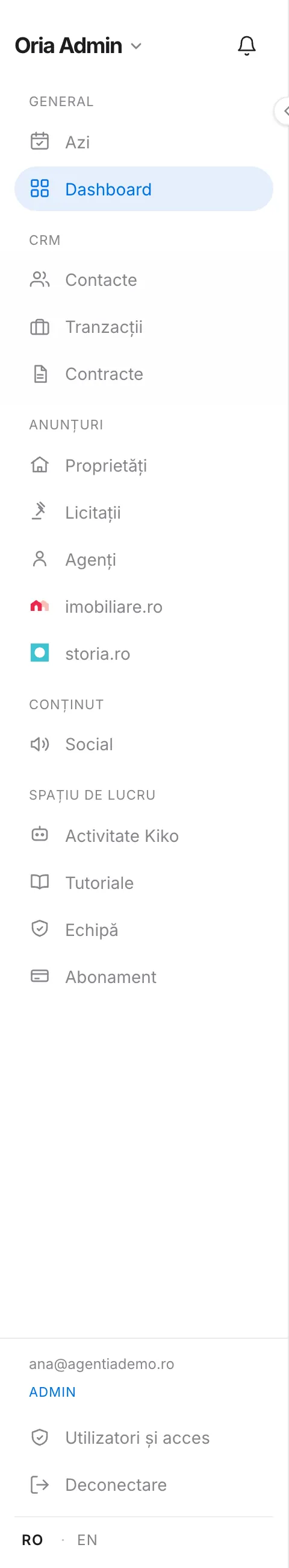 Bara laterală cu grupurile de lucru
