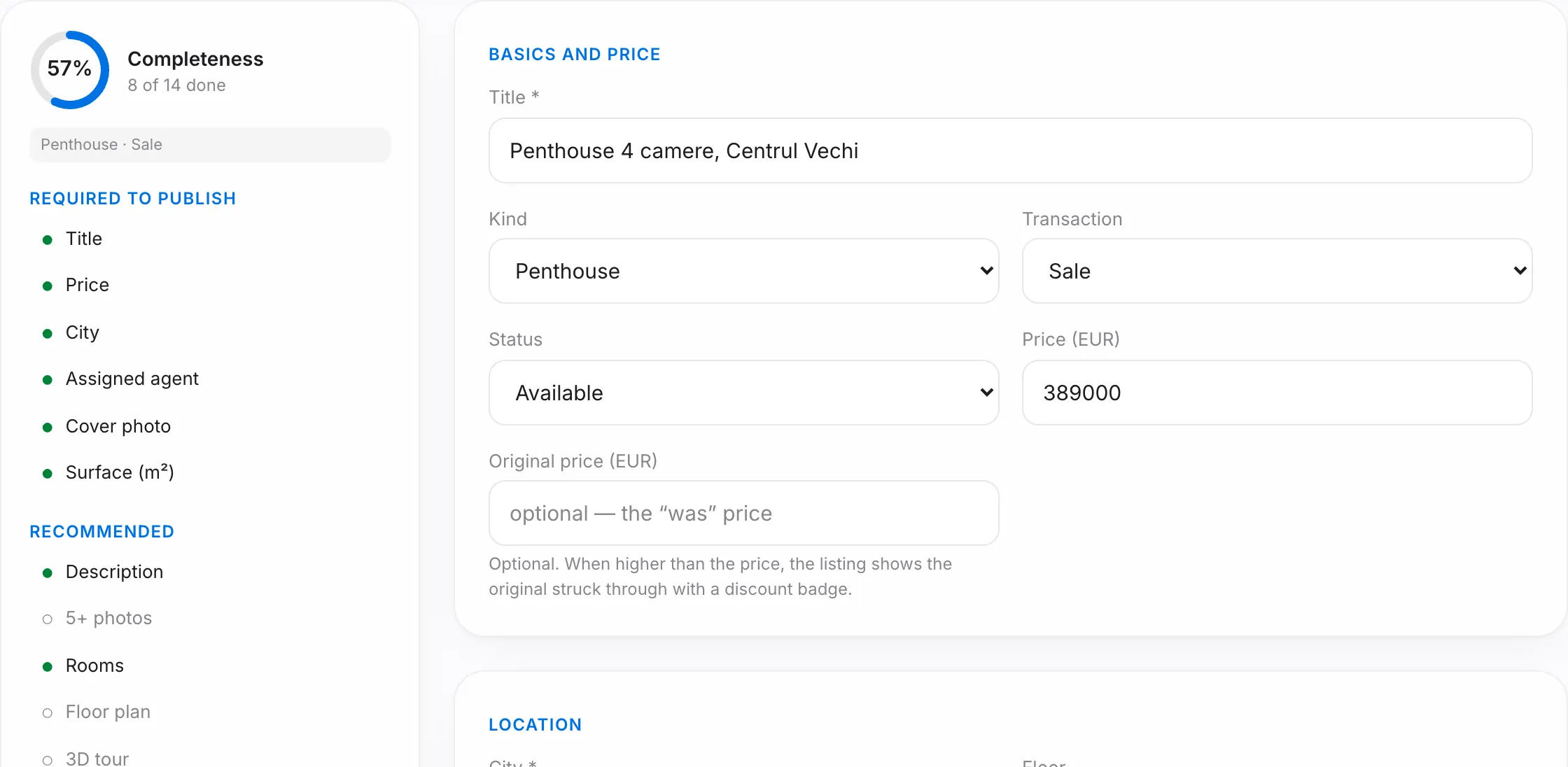 The property editor